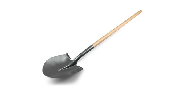 Round Point Shovel - Long Handle, Steel Blade, Digging & Gardening